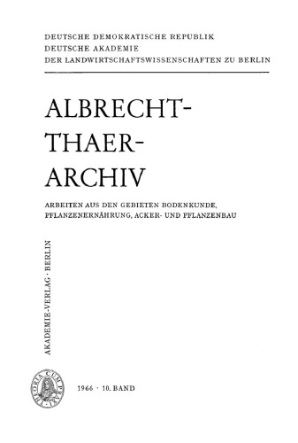 Albrecht-Thaer-Archiv: Band 10, Heft 1