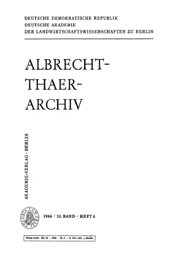 Albrecht-Thaer-Archiv: Band 10, Heft 6