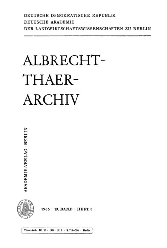 Albrecht-Thaer-Archiv: Band 10, Heft 8