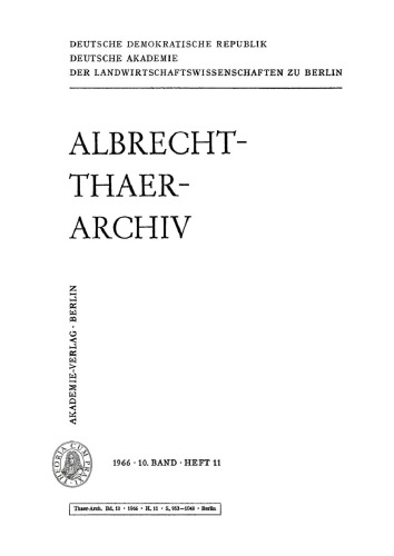 Albrecht-Thaer-Archiv: Band 10, Heft 11