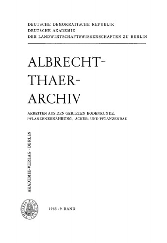 Albrecht-Thaer-Archiv: Band 9, Heft 1