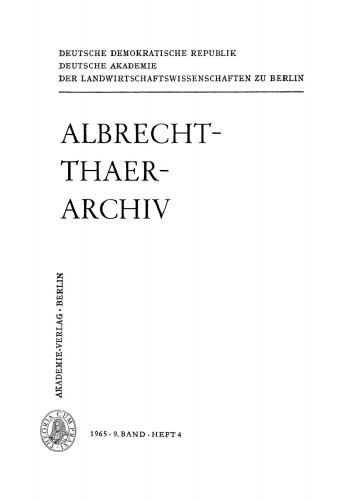 Albrecht-Thaer-Archiv: Band 9, Heft 4