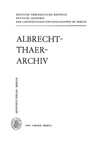 Albrecht-Thaer-Archiv: Band 9, Heft 5