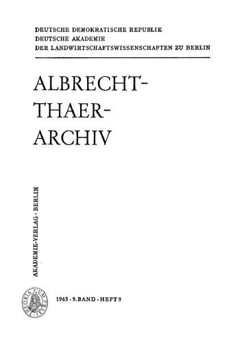 Albrecht-Thaer-Archiv: Band 9, Heft 9