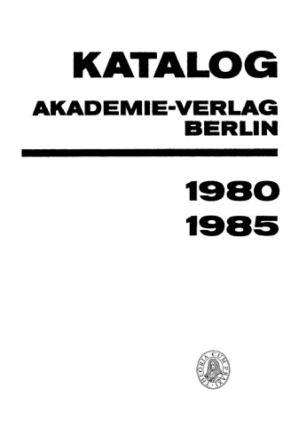Katalog 1980–1985. Akademie-Verlag Berlin