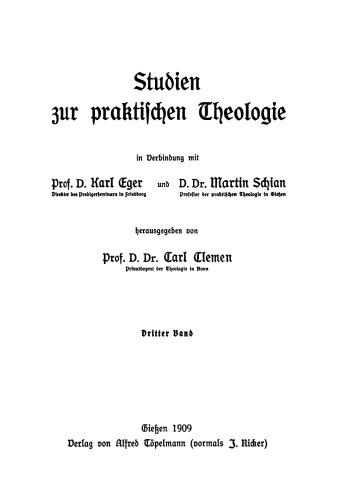 Studien zur praktischen Theologie, Bd. 3, Heft 1-4