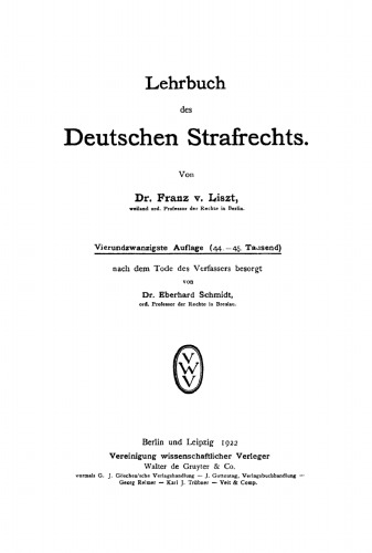 Lehrbuch des Deutschen Strafrechts