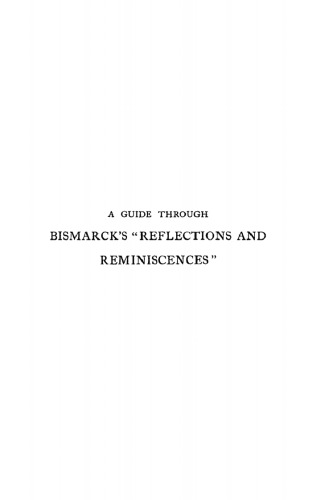 Bismarck’s “Reflections and Reminiscences”