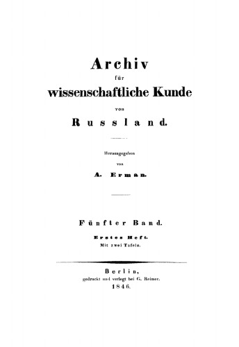 Archiv für wissenschaftliche Kunde von Russland: Band 5