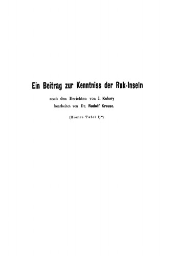 Ein Beitrag zur Kenntniss der Ruk-Inseln