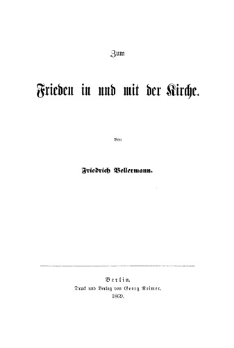 Zum Frieden in und mit der Kirche