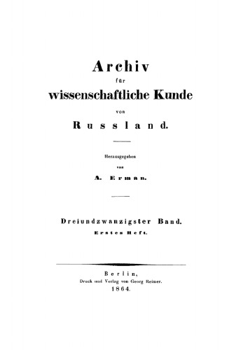 Archiv für wissenschaftliche Kunde von Russland: Band 23