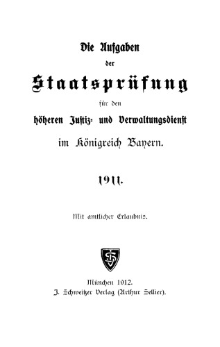 Die Staatskonkurs-Aufgaben im Jahre ...: 1911