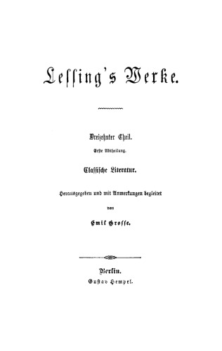 Lessing’s Werke: Teil 13 Classische Literatur