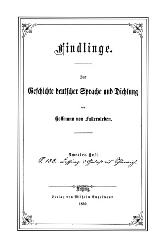 Findlinge zur Geschichte deutscher Sprache und Dichtung: Heft 2
