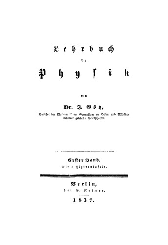Lehrbuch der Physik: Band 1