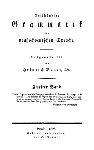 Vollständige Grammatik der neuhochdeutschen Sprache: Band 2