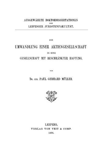 Die Umwandlung einer Aktiengesellschaft in eine Gesellschaft mit beschränkter Haftung