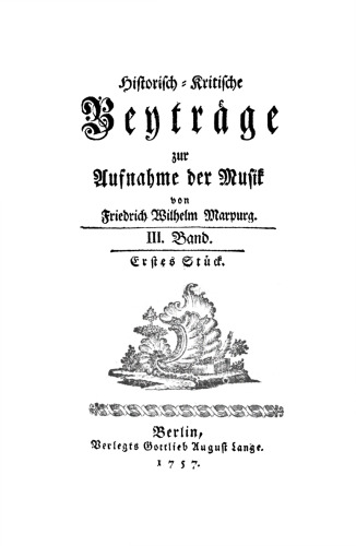 Historisch-kritische Beyträge zur Aufnahme der Musik: Band 3