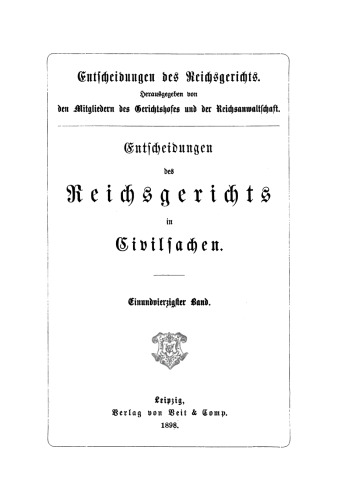 Entscheidungen des Reichsgerichts in Zivilsachen: Band 41