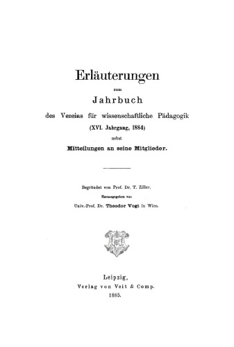Jahrbuch des Vereins für Wissenschaftliche Pädagogik: 16/1884