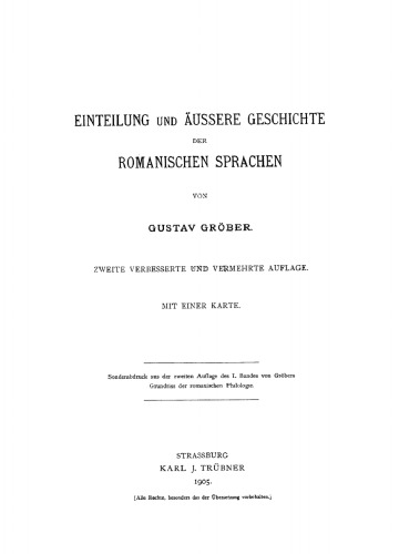 Einteilung und äussere Geschichte der romanischen Sprachen