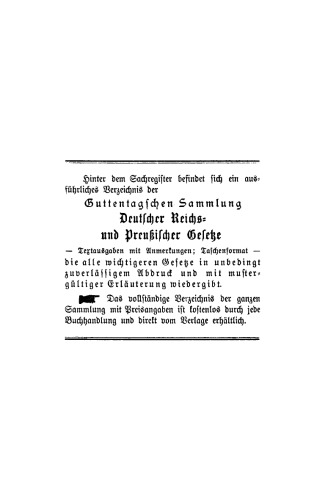 Bürgerliches Gesetzbuch nebst Einführungsgesetz vom 18. August 1896: mit Berücksichtigung der bis 1. April 1919 ergangenen Abänderungen