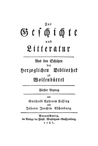Zur Geschichte und Litteratur: Teil 5/6