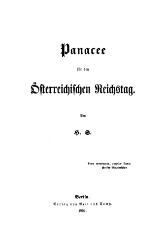 Panacee für den österreichischen Reichstag