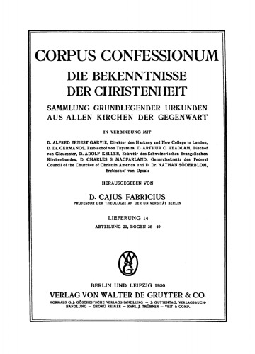 Abteilung 20. Englische Evangelisationsgemeinschaften, Bogen 36–40