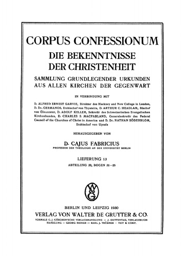 Abteilung 20. Englische Evangelisationsgemeinschaften, Bogen 31–35