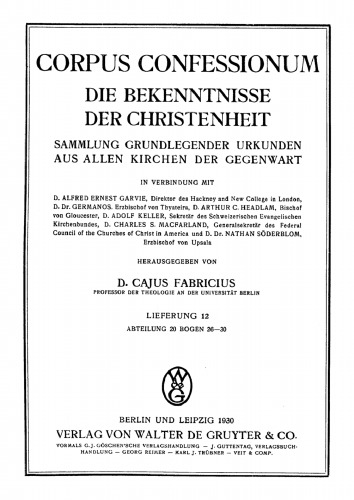 Abteilung 20. Englische Evangelisationsgemeinschaften. Bogen 26–30
