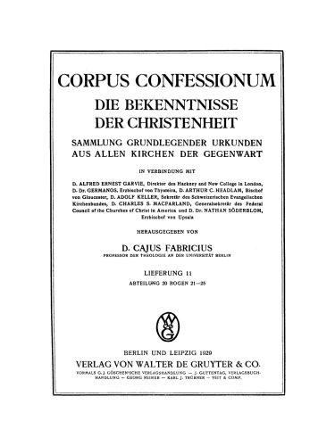 Abteilung 20. Englische Evangelisationsgemeinschaften, Bogen 21–25