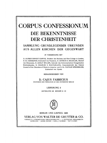 Abteilung 20. Englische Evangelisationsgemeinschaften, Bogen 6–10