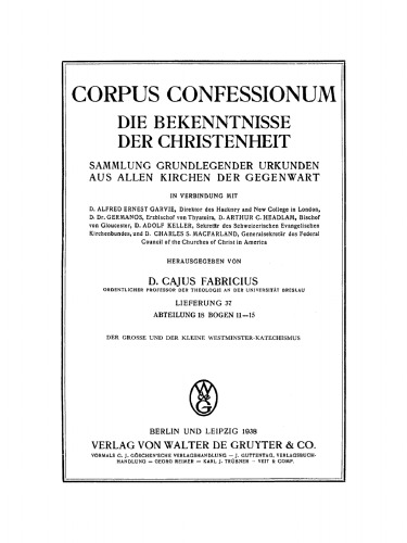 Abteilung 18. Presbyterianismus, Bogen 11–15: Der grosse und der kleine Westminster-Katechismus