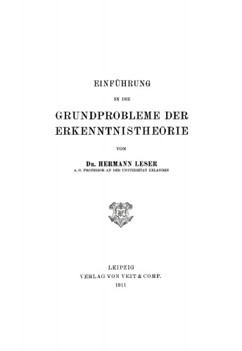 Einführung in die Grundprobleme der Erkenntnistheorie