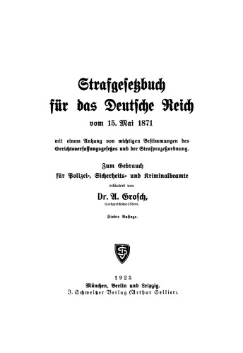 Strafgesetzbuch für das Deutsche Reich vom 15. Mai 1871