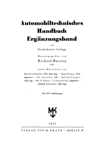Automobiltechnisches Handbuch Ergänzungsband