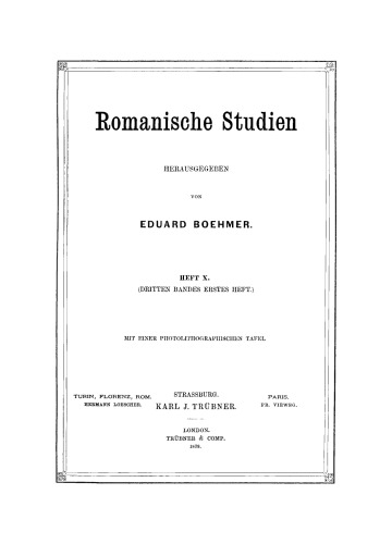 Romanische Studien: Heft 10