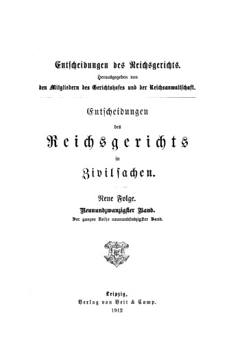 Entscheidungen des Reichsgerichts in Zivilsachen: Band 29