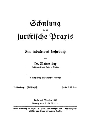 Lux. Schulung für die juristische Praxis: Abteilung 2 Zivilprozeß