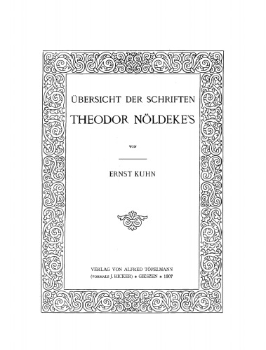 Übersicht der Schriften Theodor Nöldekes