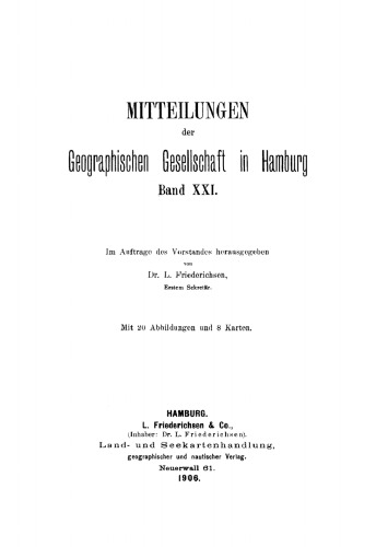 Mitteilungen der Geographischen Gesellschaft in Hamburg, Band 21