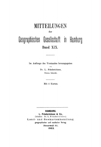 Mitteilungen der Geographischen Gesellschaft in Hamburg, Band 19