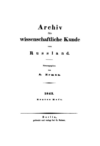 Archiv für wissenschaftliche Kunde von Russland: Band 3