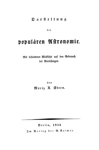 Darstellung der populären Astronomie