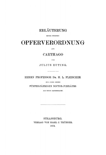 Erläuterung einer zweiten Opferverordnung aus Carthago