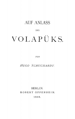 Auf Anlass des Volapüks