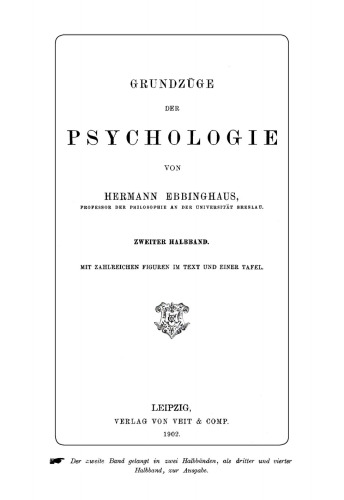 Grundzüge der Psychologie: Band 1, Halbband 2