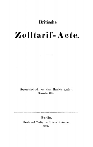 Britische Zolltarif-Acte